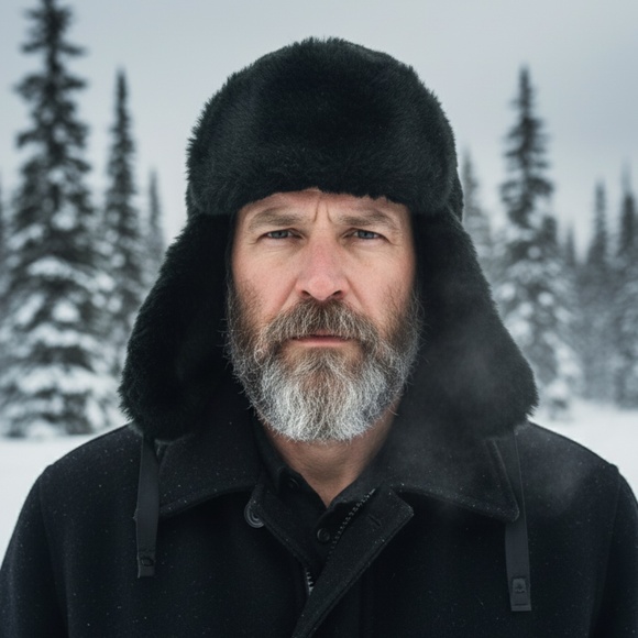 Y2K Canadian made black faux fur Yukon trapper winter ear flap hat 7 1/8 - Picture 1 of 13